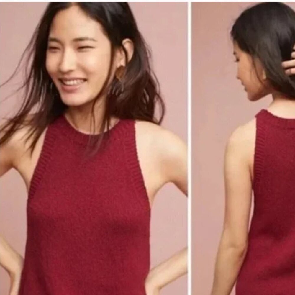 Urban Heritage Burgundy Sleeveless Knit Tank Top Size Small Chunky Ribbed